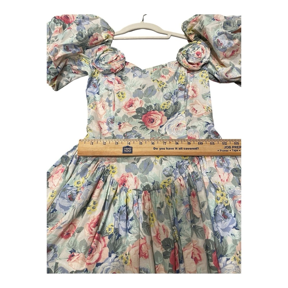 Vintage 80s Jessica McClintock Dress 6 Floral Party Cotton‎ Bow Cottagecore 90s - Picture 13 of 14